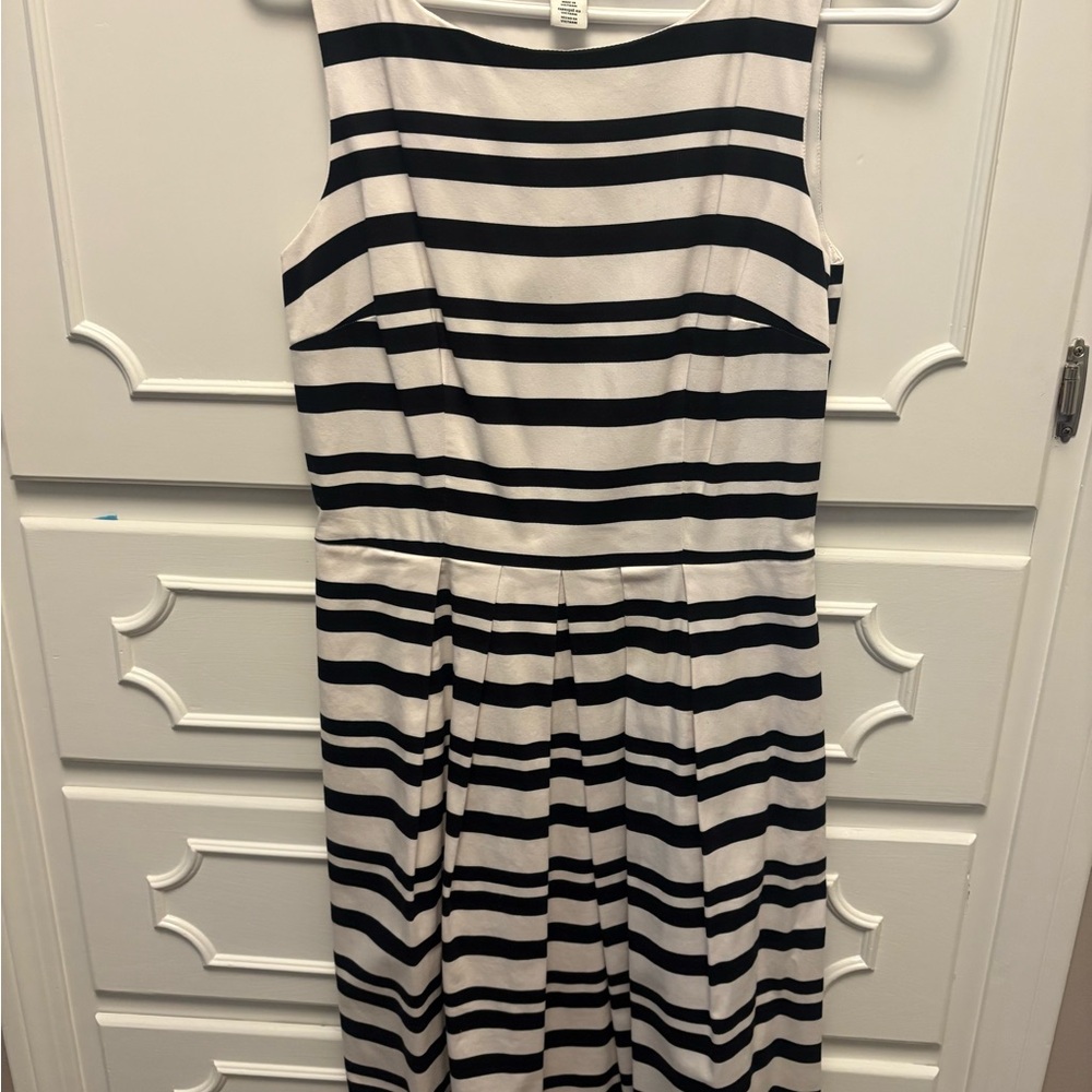 White House Black Market Black and White Striped Midi Dress